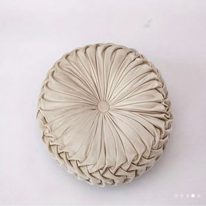 Nib 1pc Solid Color Throw Pillow, 3D Pumpkin Round Velvet Cushion